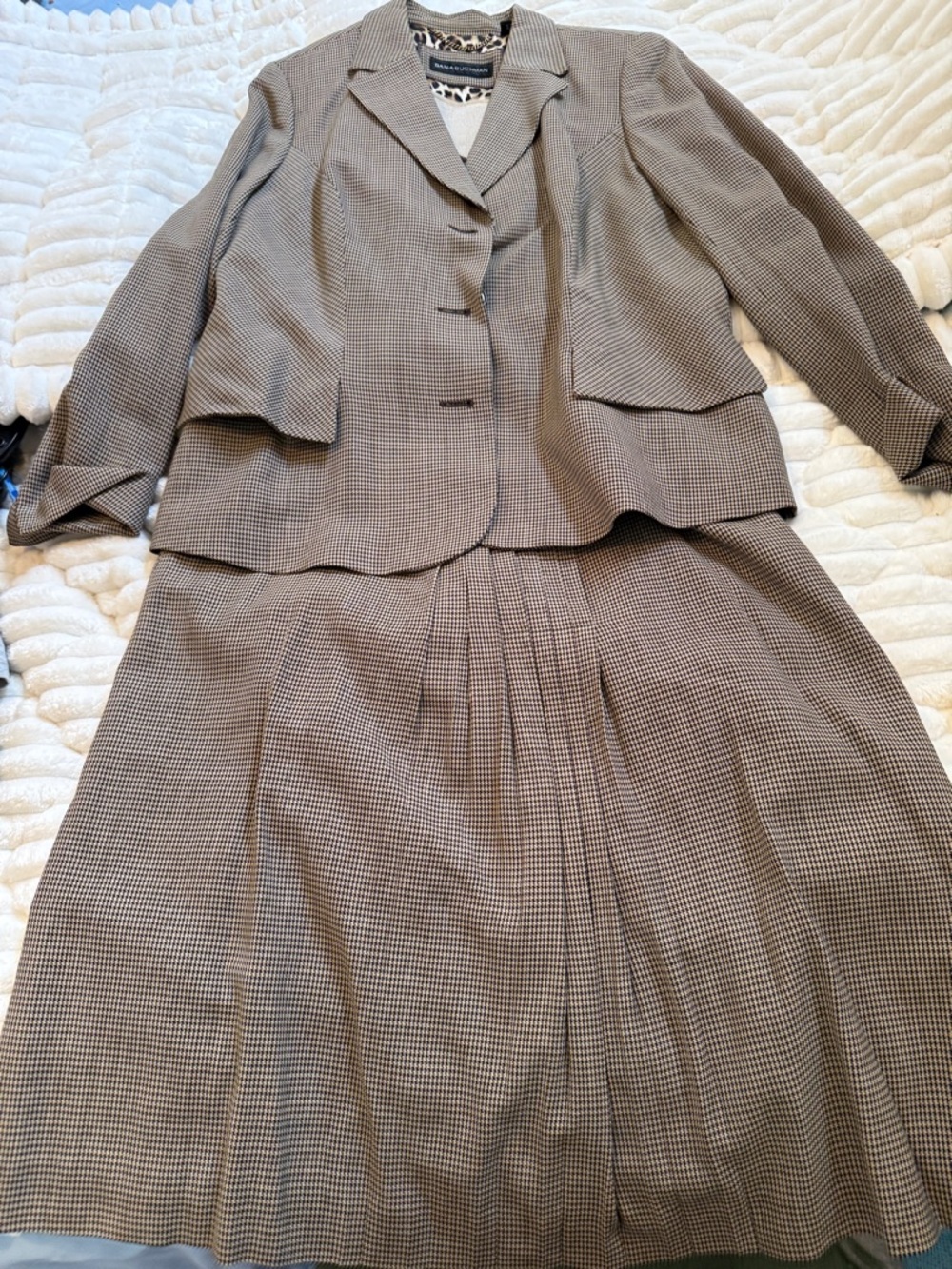 Dana Buchman Brown Plaid Skirt Suit Set